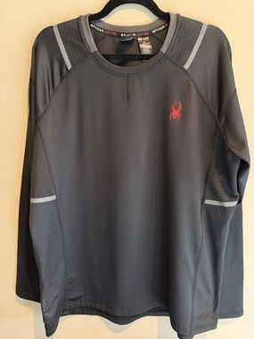 Spyder Black Long Sleeve Performance Top with Red Logo